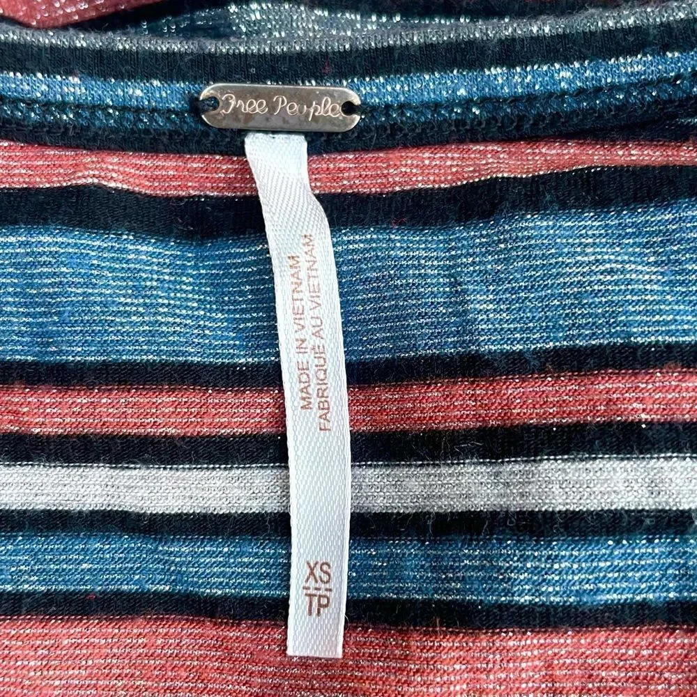 Free People Fitted Striped Shimmer Top